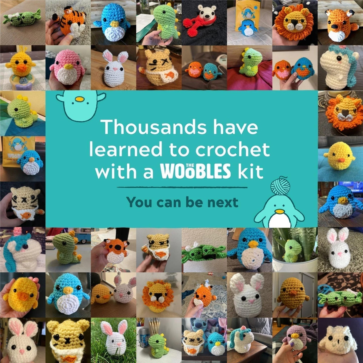 The Woobles Crochet Kit for Beginners with Easy Peasy Loopable Yarn, As Seen on Shark Tank - Easy Arts and Crafts Knitting & Crochet Animals Kit with Step-by-Step Video Tutorials (Pierre the Penguin)