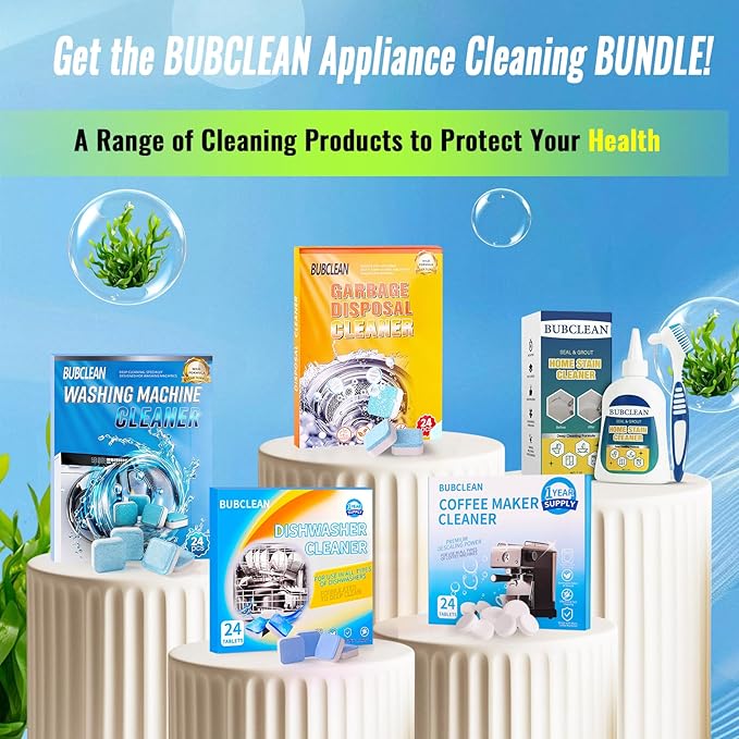 Dishwasher Cleaner&Deodorizer Tablets, 24 Pack Deep Cleaning Descaler for Dishwasher, Natural Odor, Limescale, Grease, Calcium & Smell Remover, Septic Safe with Lemon Scent - 12 Month Supply