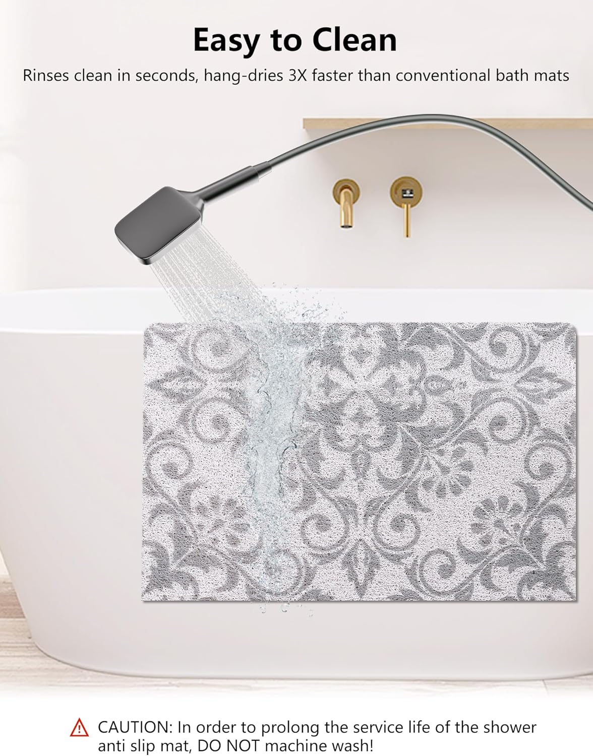 Bathtub Mat Non Slip, Yonala 24 x 16 Inch Premium Non Slip Shower Mats for Inside Shower, Soft Trimmable PVC Loofah Anti Slip Shower Mat, Fast Drying Shower Floor Mat for Bathroom, Home, Bath Tub