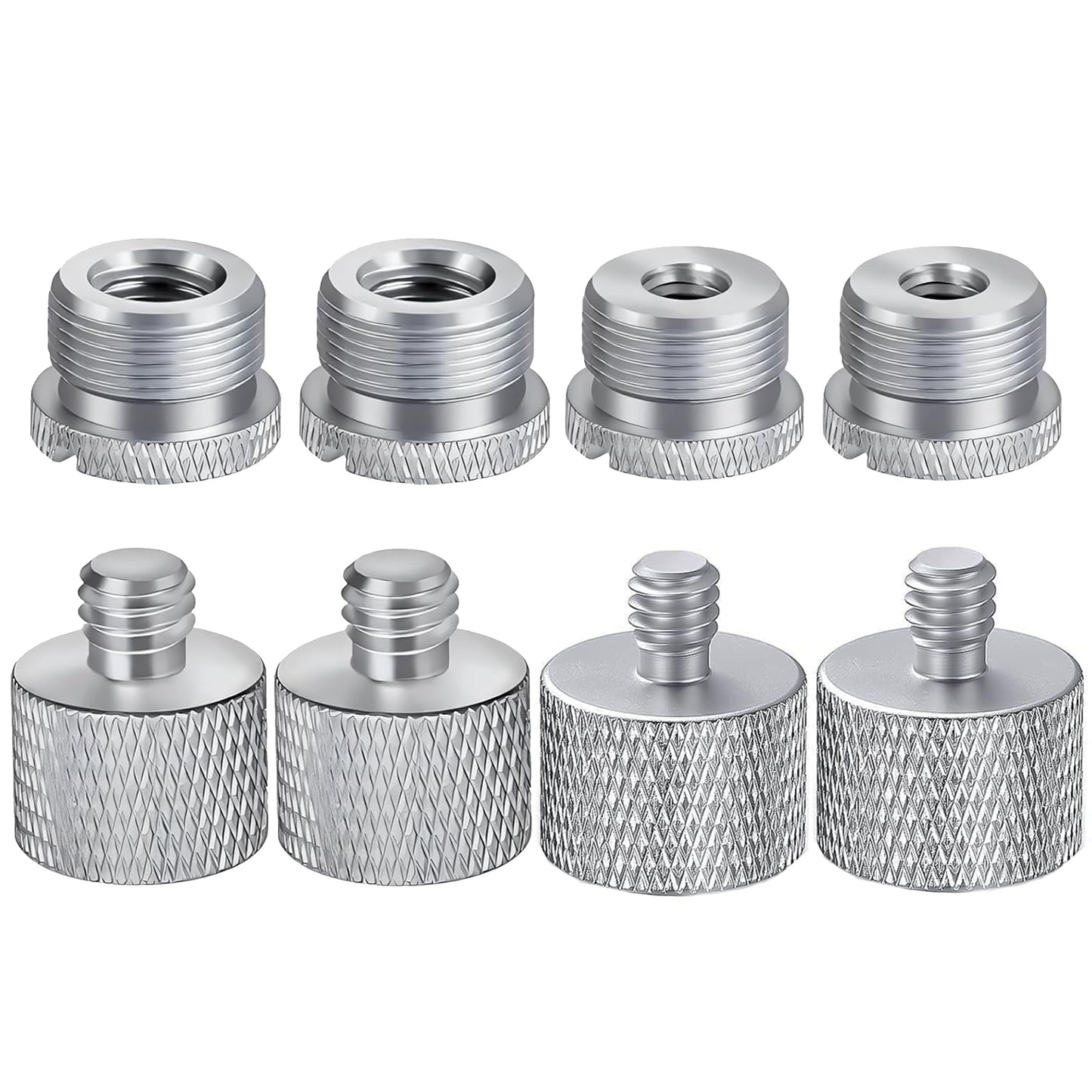 IXTECH Mic Stand Adapter Set - 8pcs Metal Tripod Adapter - 5/8 to 3/8 & 1/4 Male/Female Threads - ADP01 Silver