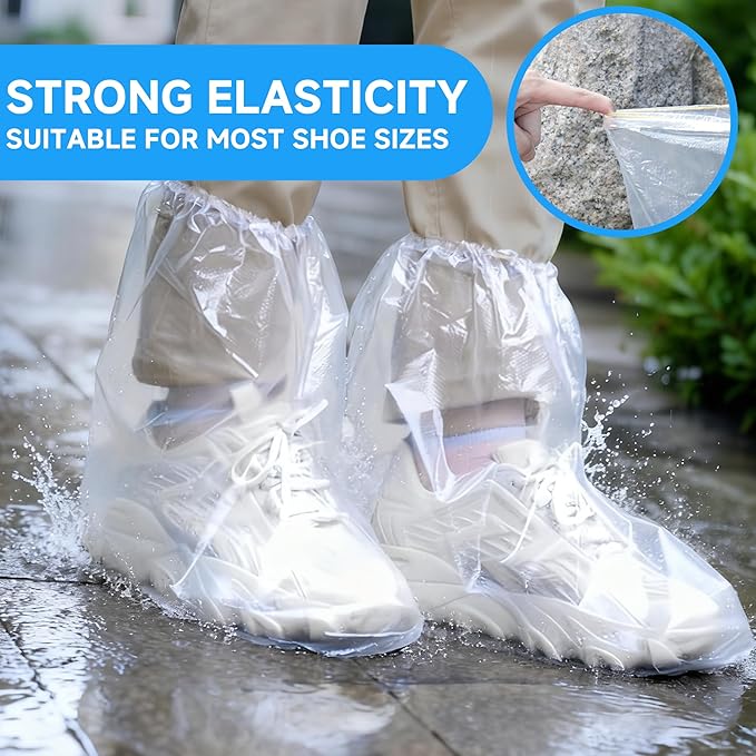 10 Pairs Pack Of Disposable Shoe Covers Transparent Disposable Waterproof Plastic Shoes Protector Ponchos For Rain Indoors Boot Covers Travel Unisex For Adults Short Size Sturdy Secure Foot Covers