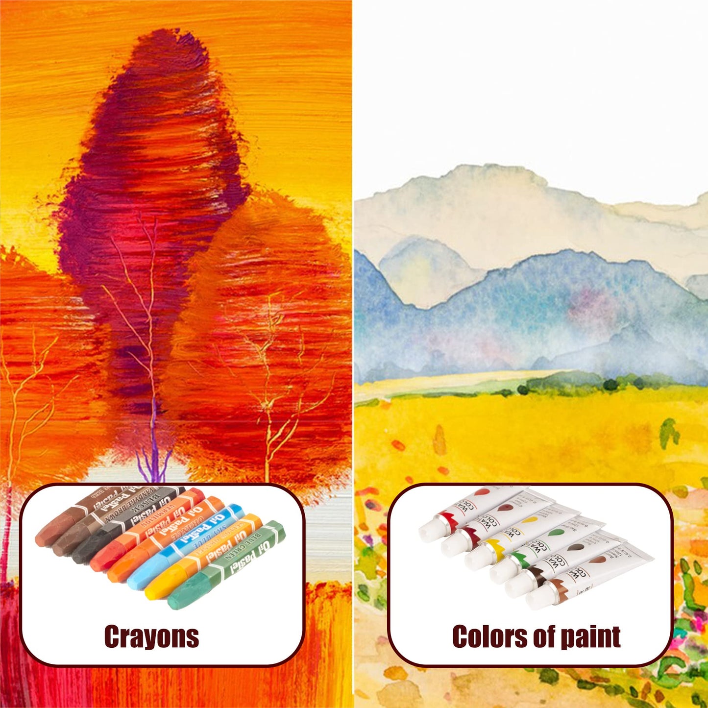KINSPORY 168 Pack Wooden Art Set, Deluxe Painting Drawing Kit with 3 Coloring Books, Oil Pastels, Watercolor Paints, Art Crafts Supplies, Creative Gift for Beginners, Kids, Boys, Girls & Artists