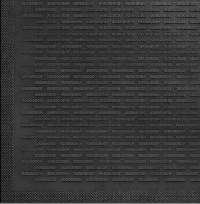 Sweet Home Stores Indoor/Outdoor Rug Ribbed Waterproof Design Multi-Purpose Rubber Mat, Perfect for Kitchens, Entryways, Living Rooms, Office, 24" x 36", Black