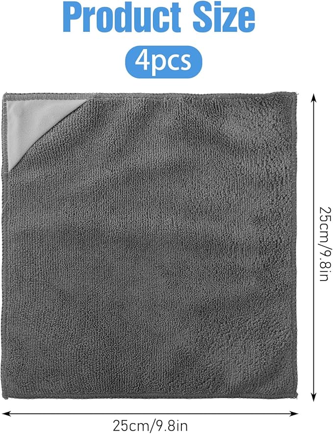 4 Pcs Magnetic Microfiber Cleaning Cloth, Microfiber Dry Erase Eraser for Whiteboards, Blackboards, Chalkboards, Glassboards Reusable and Washable 9.8'' X 9.8''