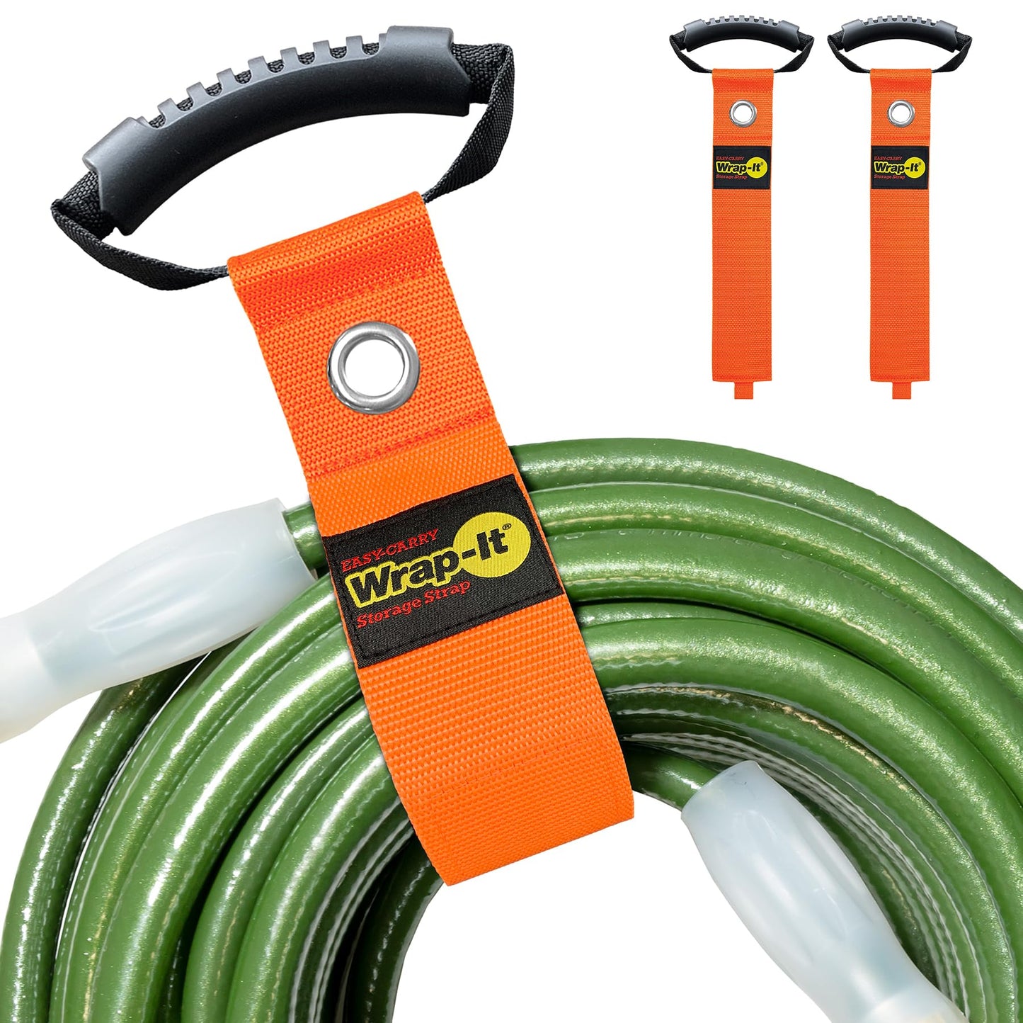 Easy-Carry Wrap-It Storage Straps - 28 (2-Pack) Blaze Orange with Grommet - Heavy Duty Wrap It Storage Straps and Extension C