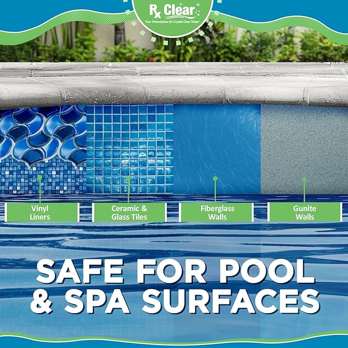 Rx Clear 8 lbs Granular Pool Chlorine | Use As Bactericide, Algaecide, & Disinfectant in Swimming Pools, Hot Tubs, & Spas | Stabilized, Fast Dissolving & UV Protected