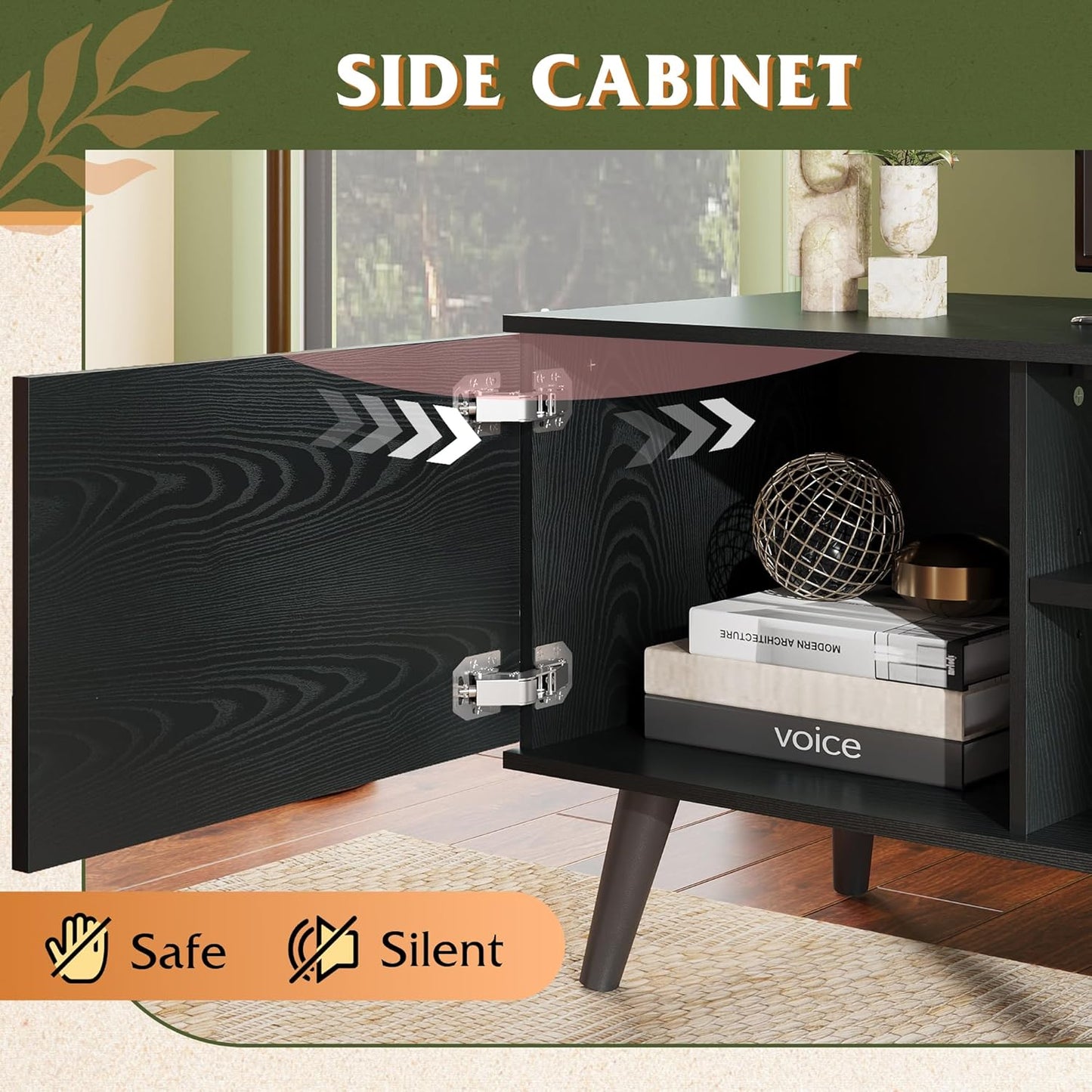 WLIVE TV Stand for 65 70 inch TV, Entertainment Center with Storage Cabinets, Rustic TV Console for Living Room Decor, Black