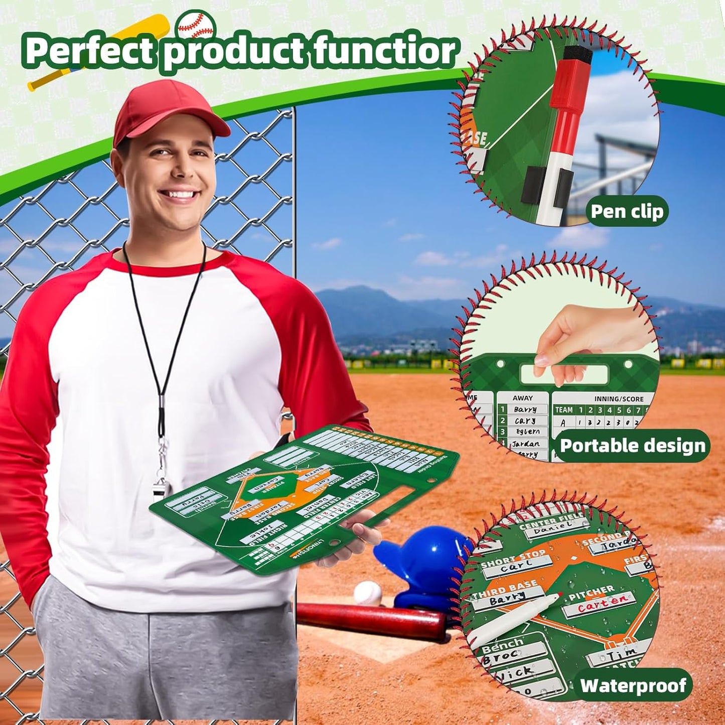 Magnetic Baseball Lineup Board,Baseball Lineup Cards Baseball Lineup Board For Dugout Baseball Accessories 40 Sheets Lineup Cards Baseball Clipboard for Coaches Baseball Coaching Accessories