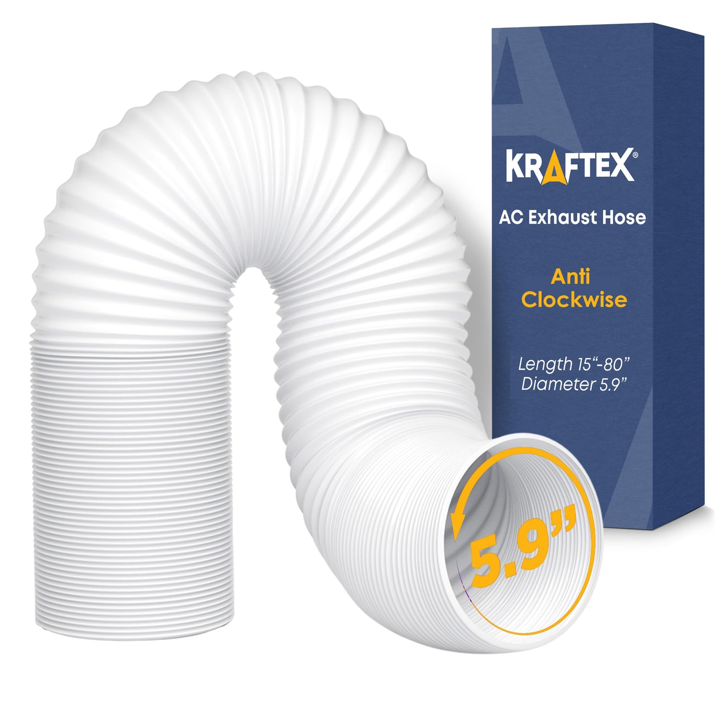 Air Conditioner Hose. Portable AC Exhaust Hose Vent with 5.9 Diameter, Anti-Clockwise Thread & Length up to 80. Compatible with LG, Delonghi and Many More Portable Air Conditioners -Like New