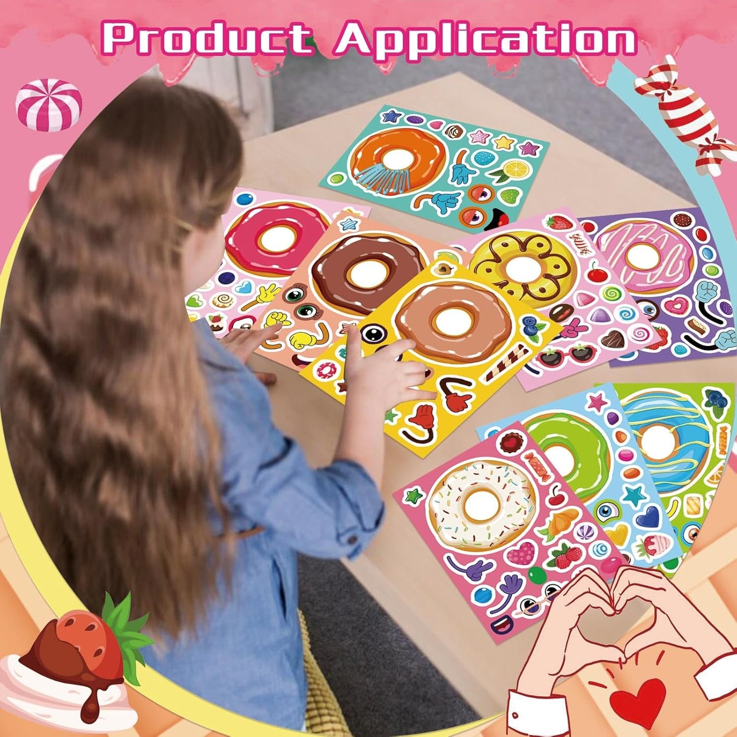 36 Sheets Make a Face Donut Stickers - Make Your Own Dessert Stickers for Kids with Mix and Match Sweets & Treats, Fruit Designs for Fun DIY Crafts, Donut Themed Birthday Gifts Party Favors