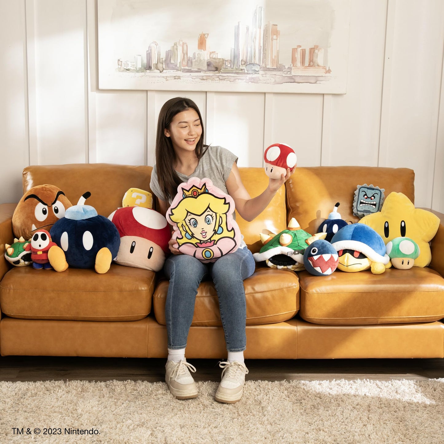 Club Mocchi Mocchi- Super Mario Plush - Buzzy Beetle Plushie - Squishy Mario Toys and Cute Stuffed Animals - Gaming Room Decor - Video Game Collectibles - 15 Inch