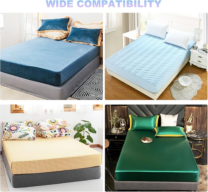 4 PCS Fitted Bed Sheet Straps - Elastic Suspenders with Metal Clips for Bed Sheets, Mattress Covers, Sofa Cushions - Adjustable Fasteners to Keep Sheets Wrinkle-Free (Black-4pcs)