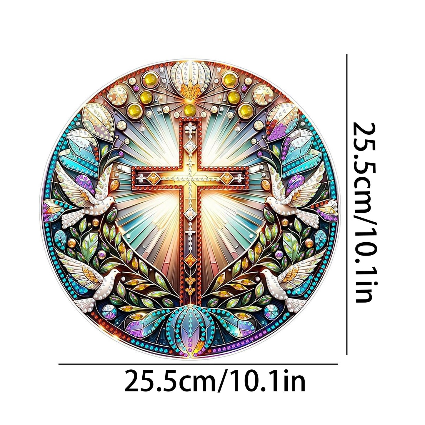 DIY Diamond Art Painting Wreath Kits,Special Shaped Rhinestone Hanging Ornament Diamond Art Acrylic Window Pendants for Gift Home Garden Wall Hanging Kits(Cross-1)