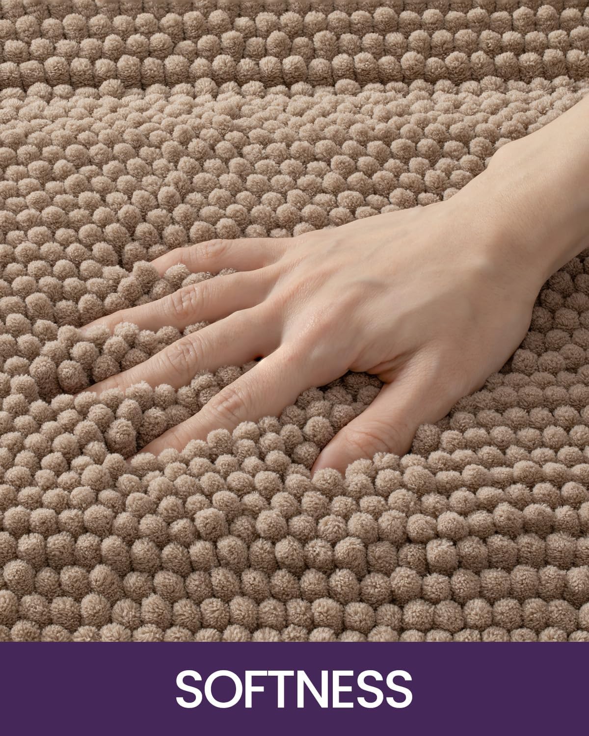 DEXI Bath Mats for Bathroom 16x24, Non Slip Washable Bathroom Rug, Thick Soft Chenille Absorbent Bathmat for Shower Floor, Fluffy Shaggy Carpet for Tub, Beige