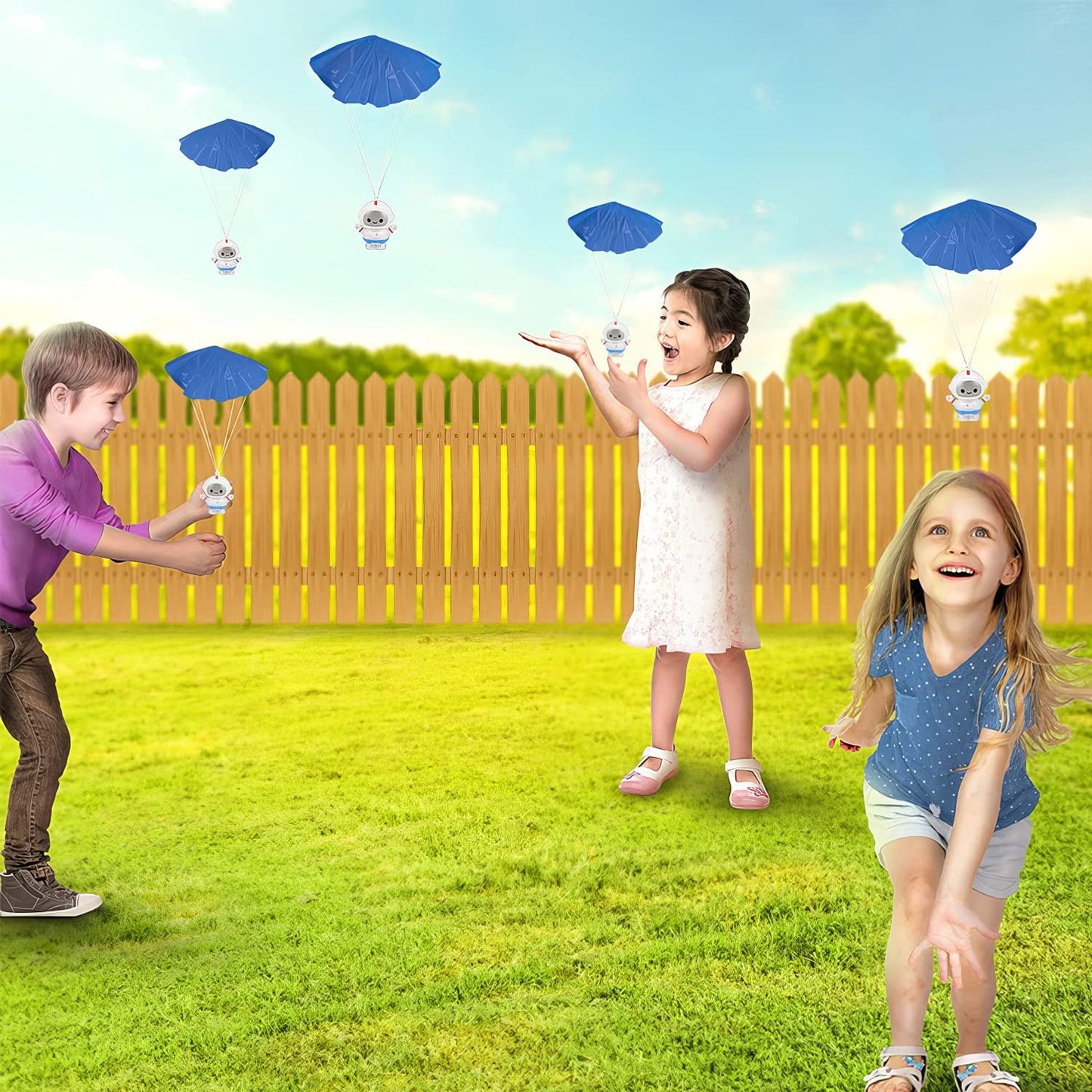 ArtCreativity 24-Pack / 2" Mini Astronaut Paratroopers – Durable Parachute Toys for Kids – Space-Themed Party Favors, Astronaut Piñata Fillers, and Goodie Bag Toys