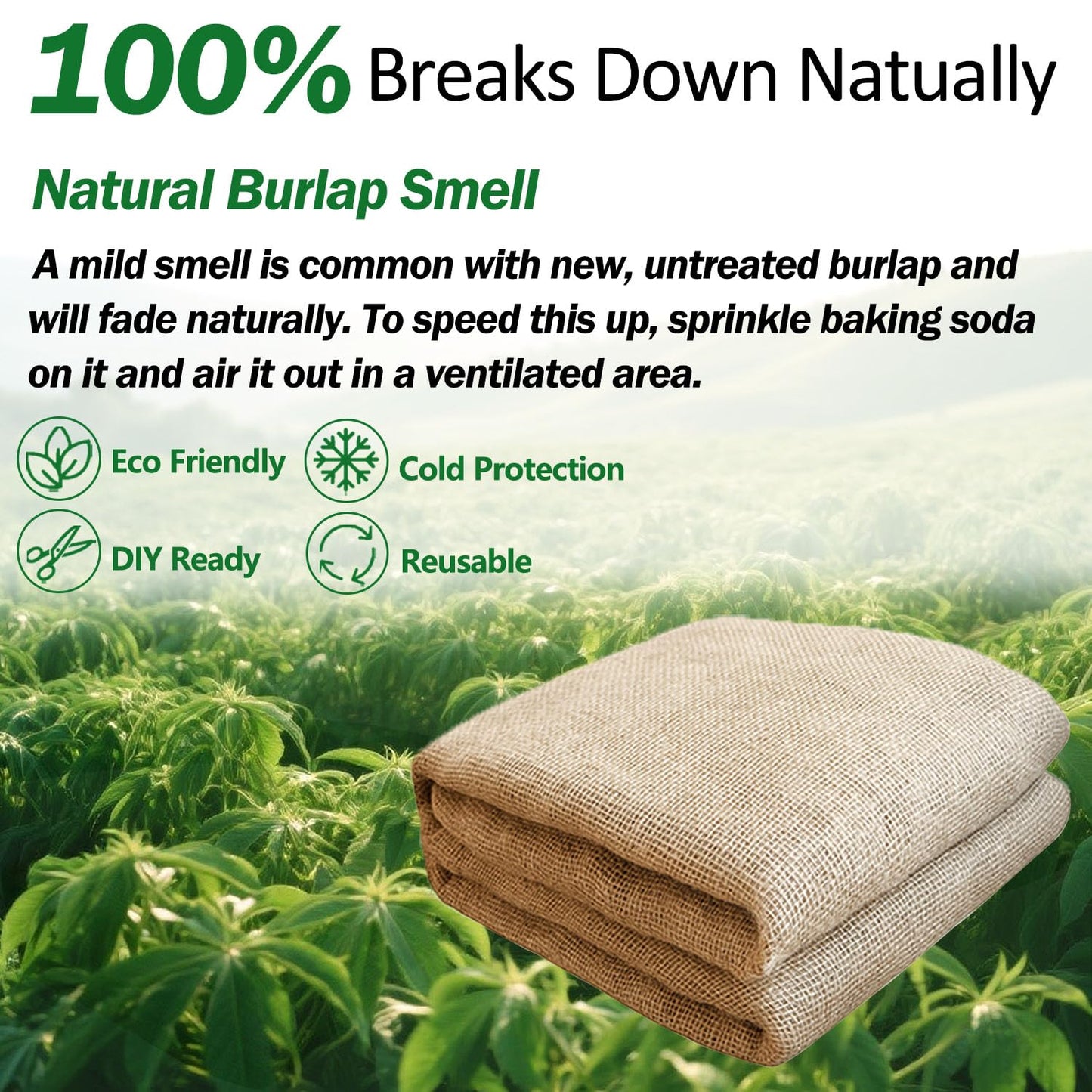 Liaycco 60" x 100 Feet Burlap Fabric Roll 33 Yards – Burlap Fabric by The Yard for Tree Wrap, Garden Plant Cover, Weed Barrier, Landscaping & DIY Crafts, Ideal for Outdoor Winter Protection