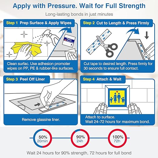 Double-Sided Removable Tape – 0.39" x 16.5 FT Heavy Duty PE Foam Mounting Tape with Adhesion Promoters – Wall-Safe Waterproof Damage-Free for Posters, Picture Hanging & Painted Walls