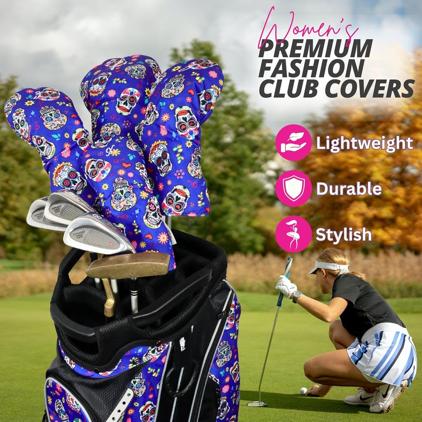 Taboo Fashions Resort Collection Golf Club Covers for Women - Numbered Golf Headcovers Set for Driver, Fairway and Hybrid Clubs - Weather Resistant, Pack of 4
