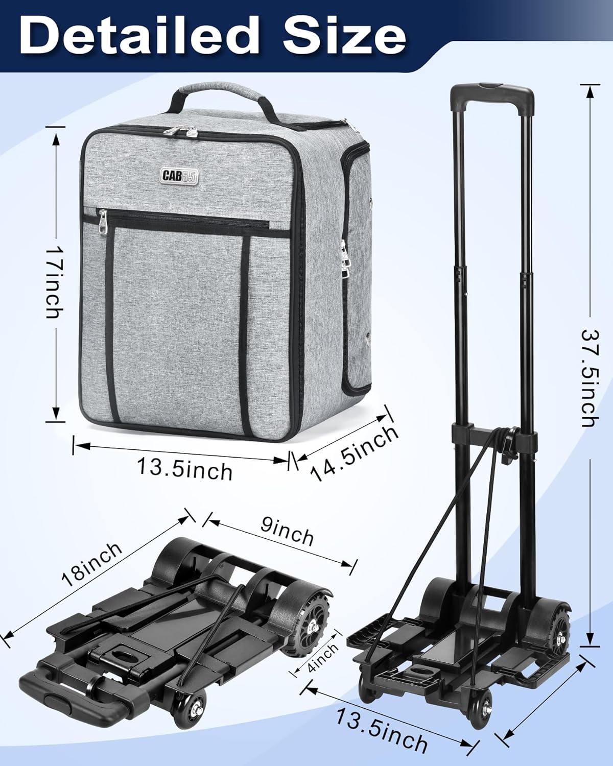 CAB55 Golf Trunk Organizer with 4 Wheels, 2 Layer Waterproof Car Golf Organizer with Separate Ventilated Compartment for 2 Pair Shoes, Golf Trunk Storage for Clothes, Accessories, Golf Gifts