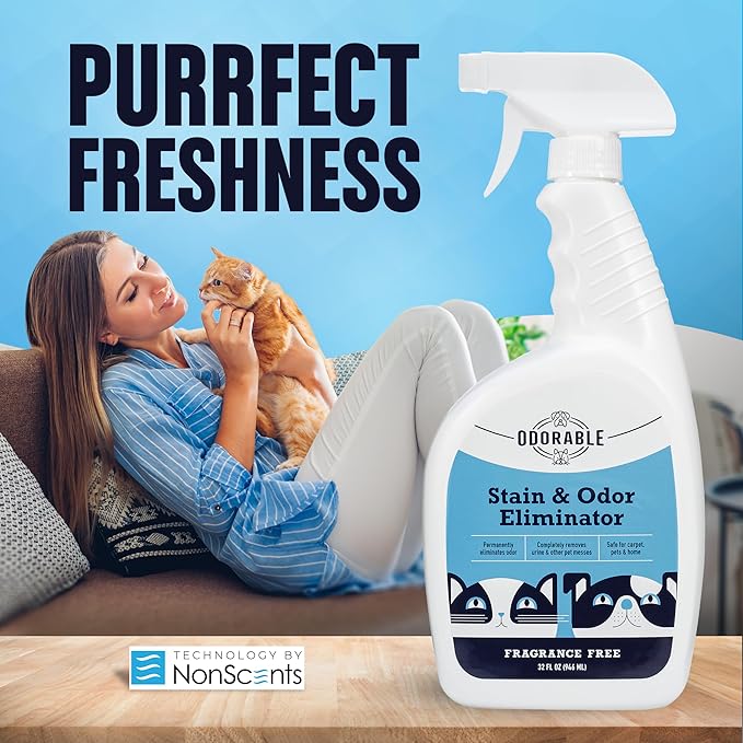 Stain & Odor Eliminator (32 oz) - Professional Cleaner for Pet Urine, Vomit & Feces, Safe on Carpet, Couch & Floor, Pet Stain Eliminator Spray, Advance Odor Control Technology