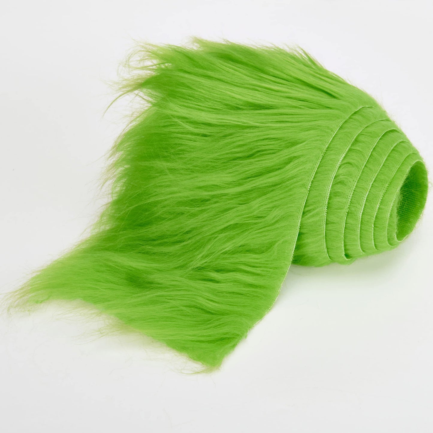 Shaggy Plush Faux Fur Fabric Precut Strips Fluffy Fuzzy Craft Furr for Gnomes Beard Hair Cosplay Costume Dwarf Decoration (Green, 4x60 inch)