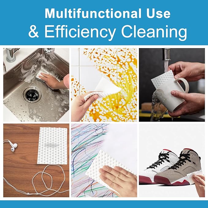 52 PCS Magic Sponge Eraser Sheets,Upgrade Convex Point Melamine Sheets,Disposable Portable Magic Cleaning Eraser Thin Wipes for Kitchenware Bathroom Shoe Sink Car Interiors Hard-to-Reach Places