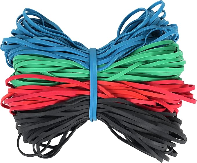 Rubber Bands Garbage Can Bands 140 Pack Trash Can Rubber Bands Fits 8-33 Gallon size #117 Colored Large rubber band Heavy Duty Big Elastic Bands for Office Supplies File Folders Litter Box 7x1/8 inches