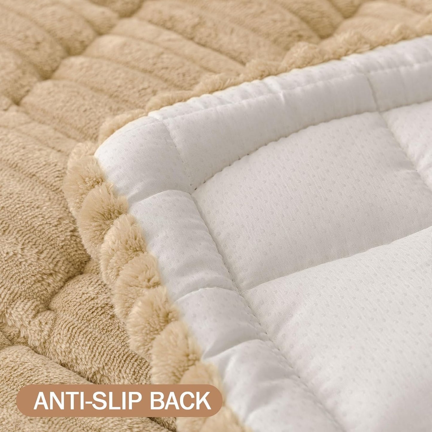 Smiry Couch Cover for Dogs Washable, Non Slip Fuzzy Pet Couch Covers for 3 Cushion Sofa Pet Friendly, Thick Soft Sofa Slipcovers Cushion Protector (Camel, 27.6" x 59")