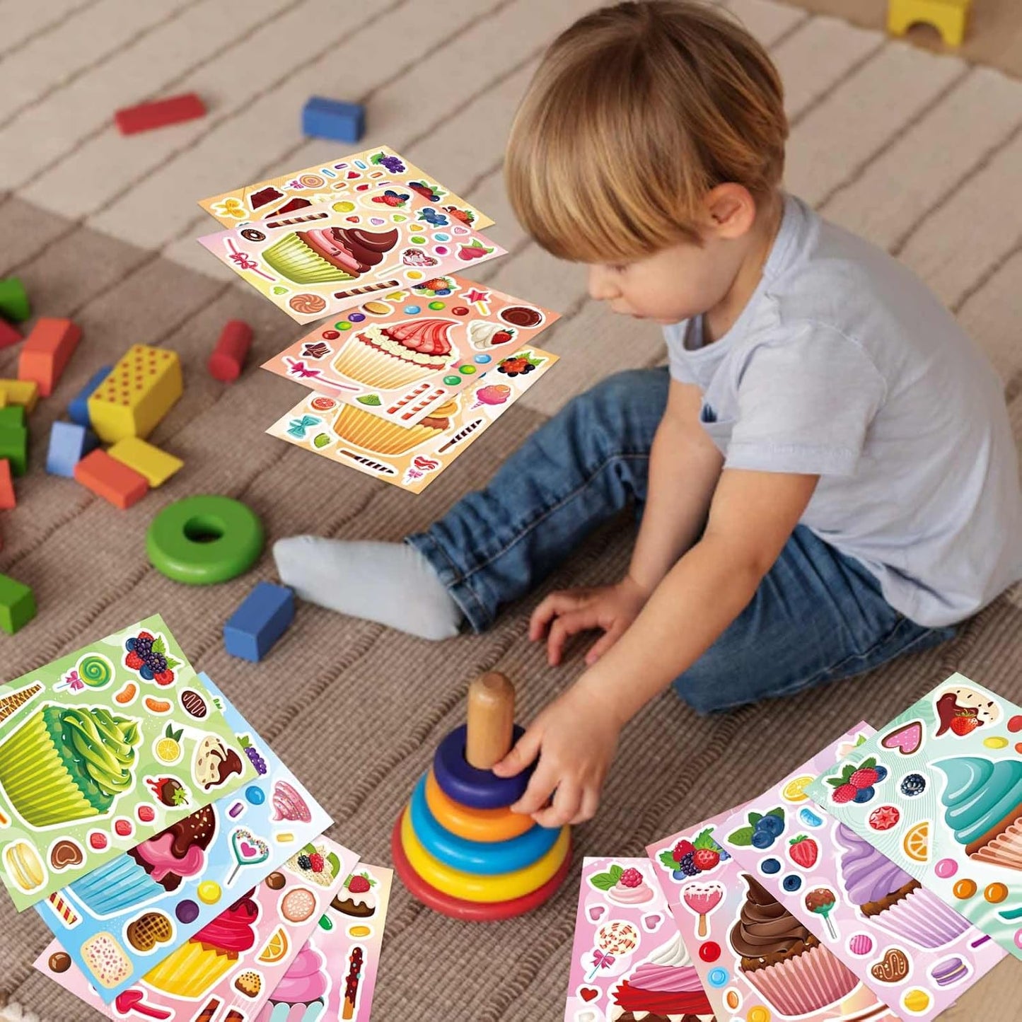 36 Sheets Cupcake Make a Face Stickers, Make Your Own Stickers Mix and Match Ice Cream and Cupcake Sticker Sheets, Cupcakes Sticker for Kids, Classroom Activities, Crafts Cupcakes Party Decorations