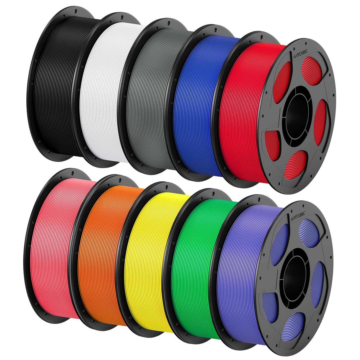 ANYCUBIC PETG Filament 1.75mm Bundle, 3D Printer Filament, Dimensional Accuracy +/- 0.02mm, 1KG Reusable Spool, 10KG Black + Whi