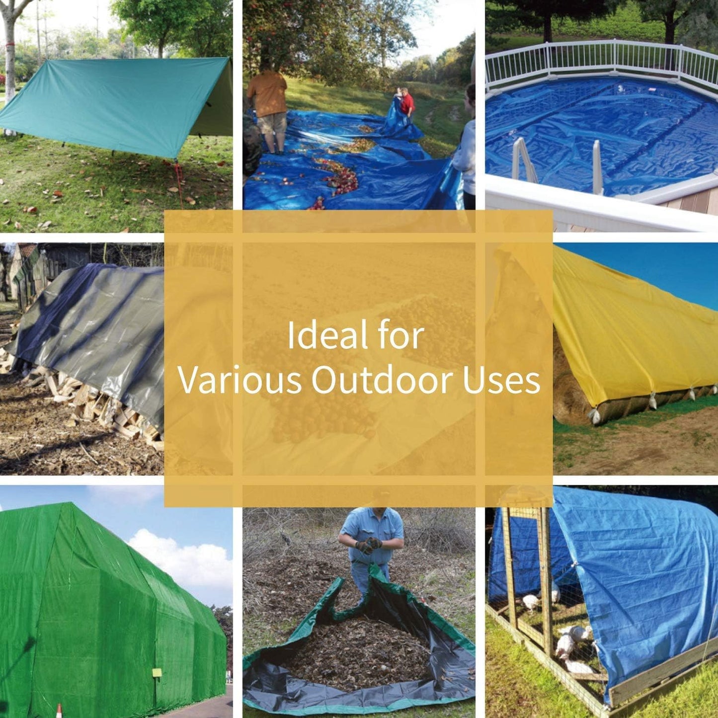 GUARD SHIELD Tarp Green 6x6 Feet Multi Purpose Waterproof Poly Tarp Cover 5mil (2-Pack)