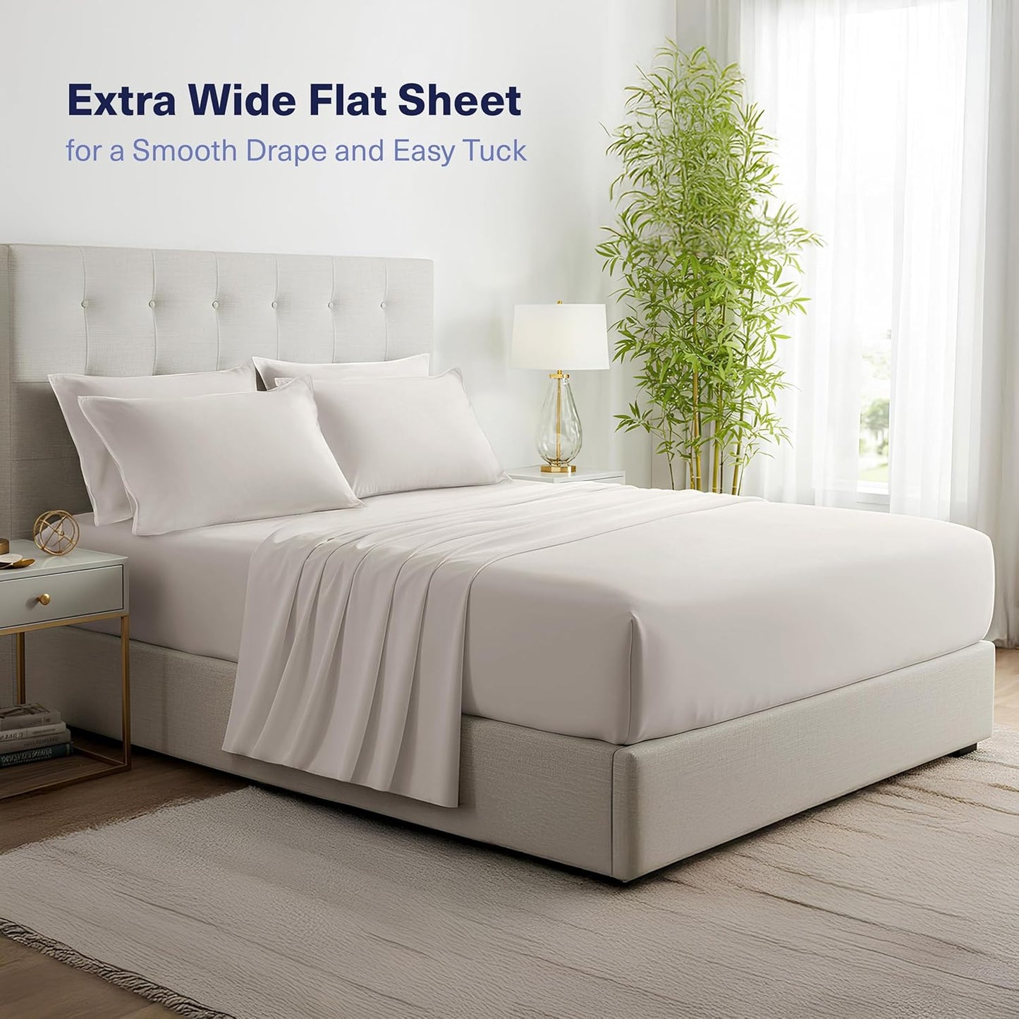 Kickoff Viscose Bamboo Sheets King Size 4-pc 100% Organic Bamboo Viscose Bed Cooling Sheets King Size Set Cool Bedding for hot Sleepers Sheet, Flat, Fitted, Pillowcases (Dove Grey,K)