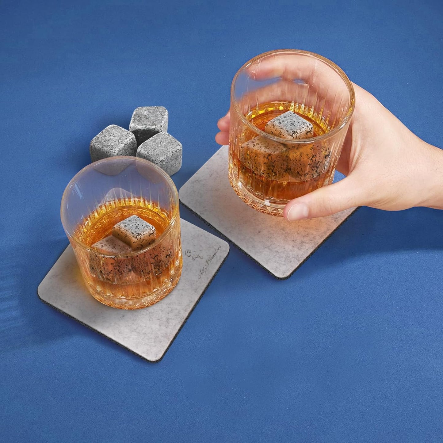 A&A Wonders Premium Felt Coasters for Drink, Two-Tone Reversible, Absorbent Felt Protects Furniture, Table, Anti Slip, Suitable for Drinks & All Table Types (Light Gray/Dark Gray, Square 6 Pack)