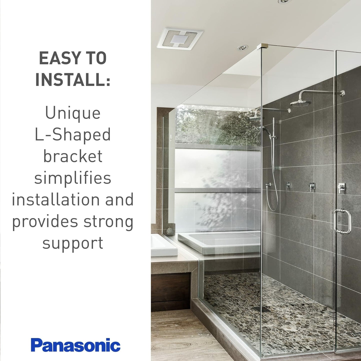 Panasonic Whispervalue Ceiling/Wall Mount Bathroom Exhaust Fan With Dimmable Led Light, 50-80-100 Cfm, Fv-0510Vsl1