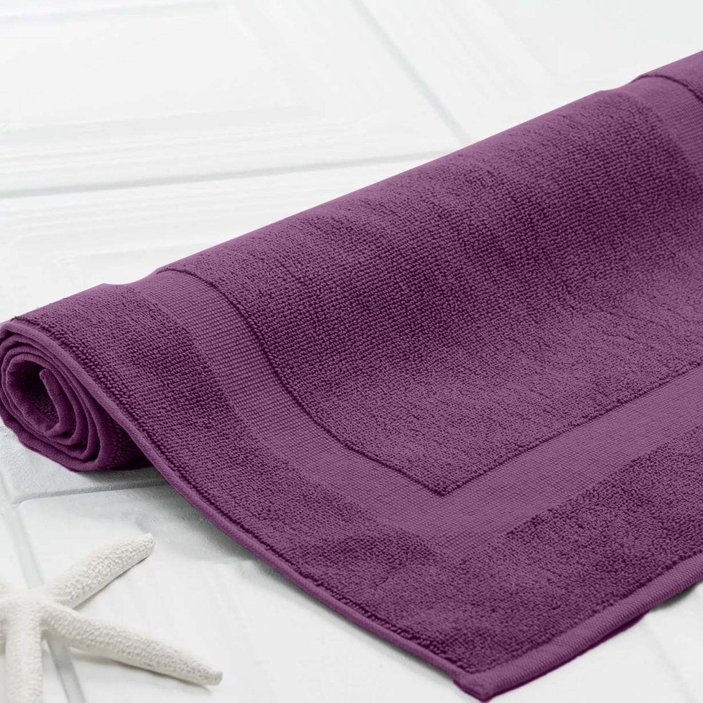 DAN RIVER Classic Cotton Bath Mats Set of 2 – Not a Bathroom Rug, Ultra Soft, Highly Absorbent & Machine Washable Bath Mat Towel for Bathroom Floor Mat – Durable, Quick-Dry, 21x34 Inches, Purple