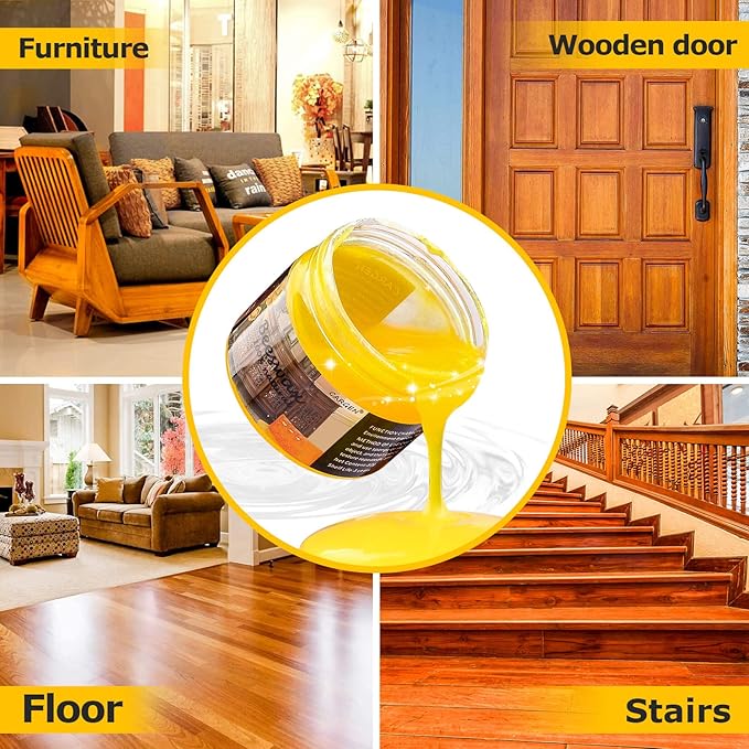 CARGEN Beeswax Furniture Polish, Wood Seasoning Beeswax for Furniture Wood Wax for Dining Table Floor Doors Chairs Cabinets to Protect and Care 5pcs Beeswax Polish and 3pcs Sponges