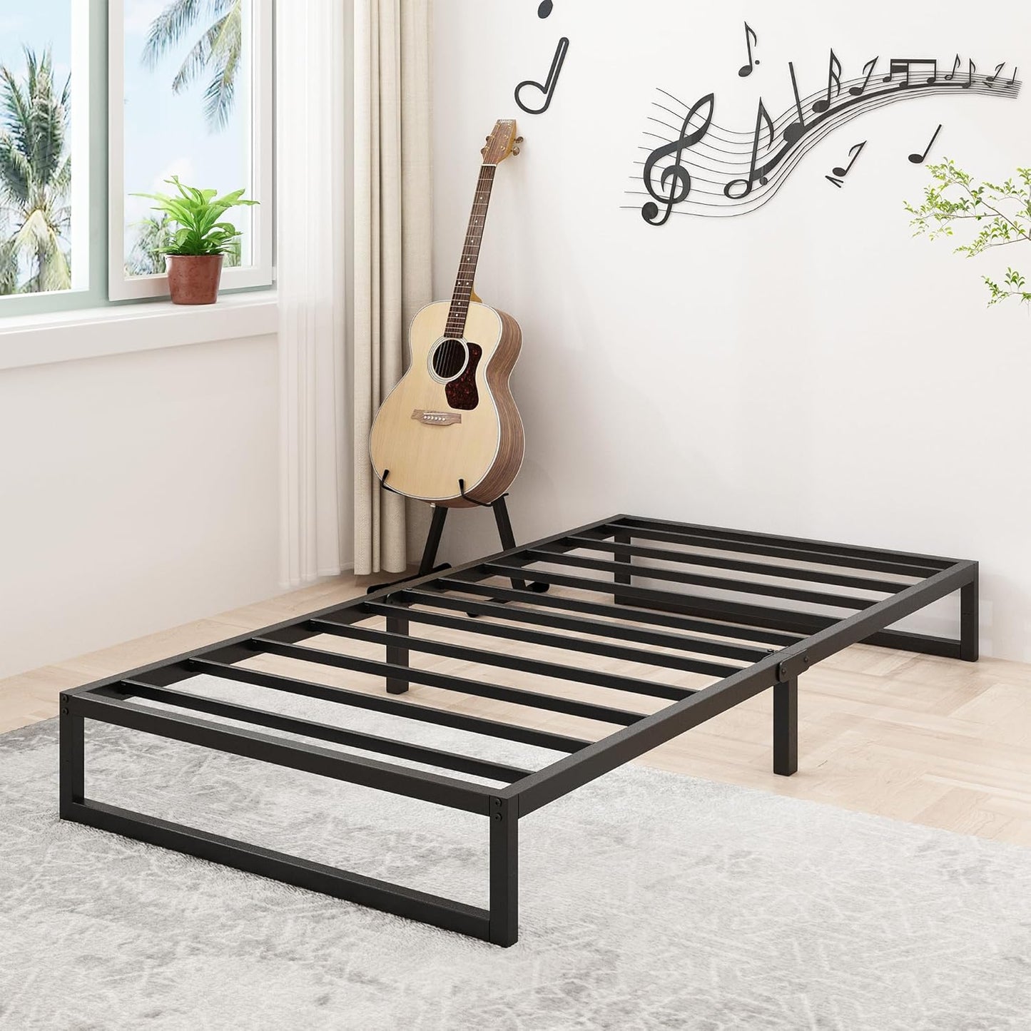 9 Inch Twin Bed Frames Heavy Duty Metal Twin Platform Bed Frame No Box Spring Needed, Noise Free, Easy Assembly, Black