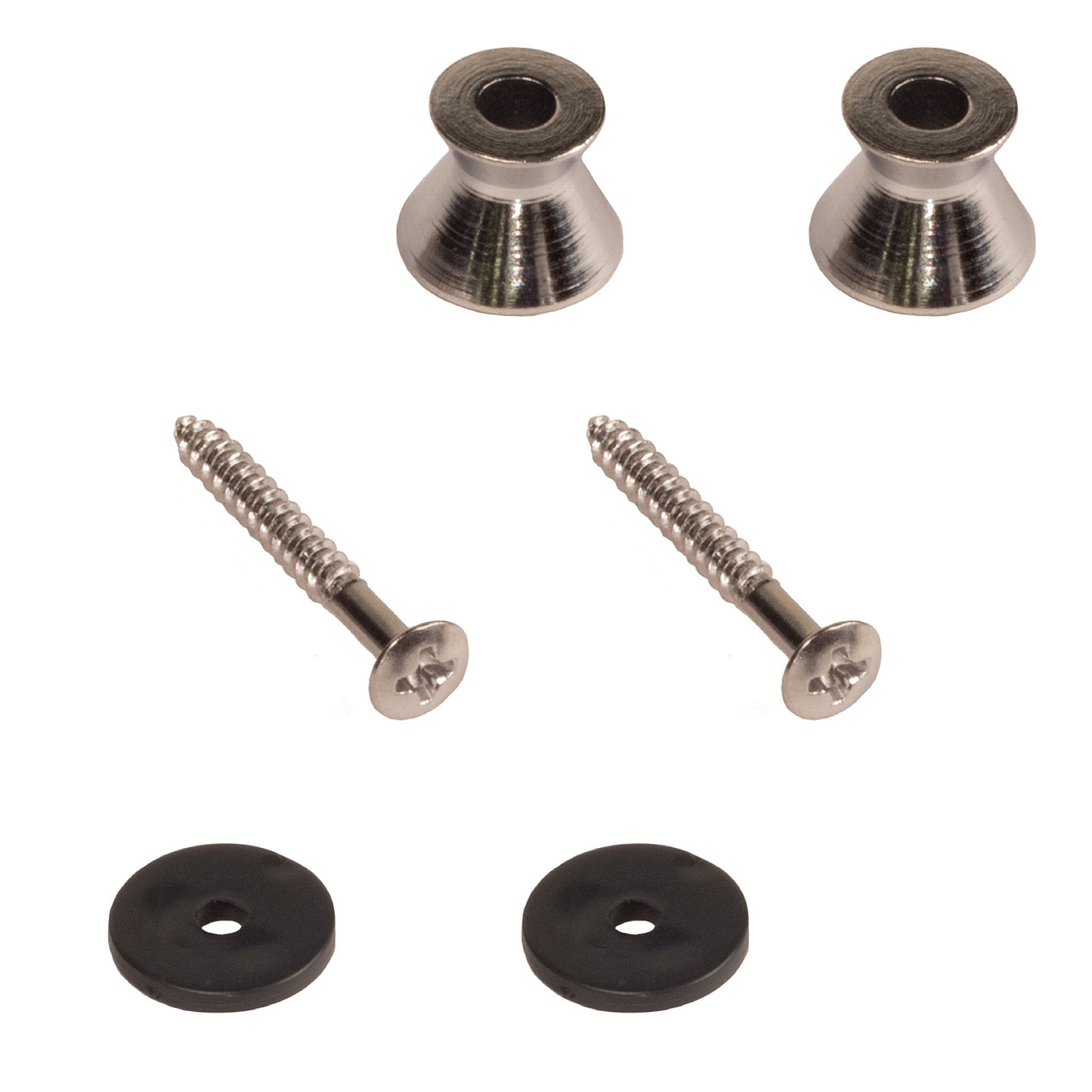 Seismic Audio 2 Pack Of Chrome Strap Buttons For Electric Guitars-Universal Fit (Saga60-2Pack)