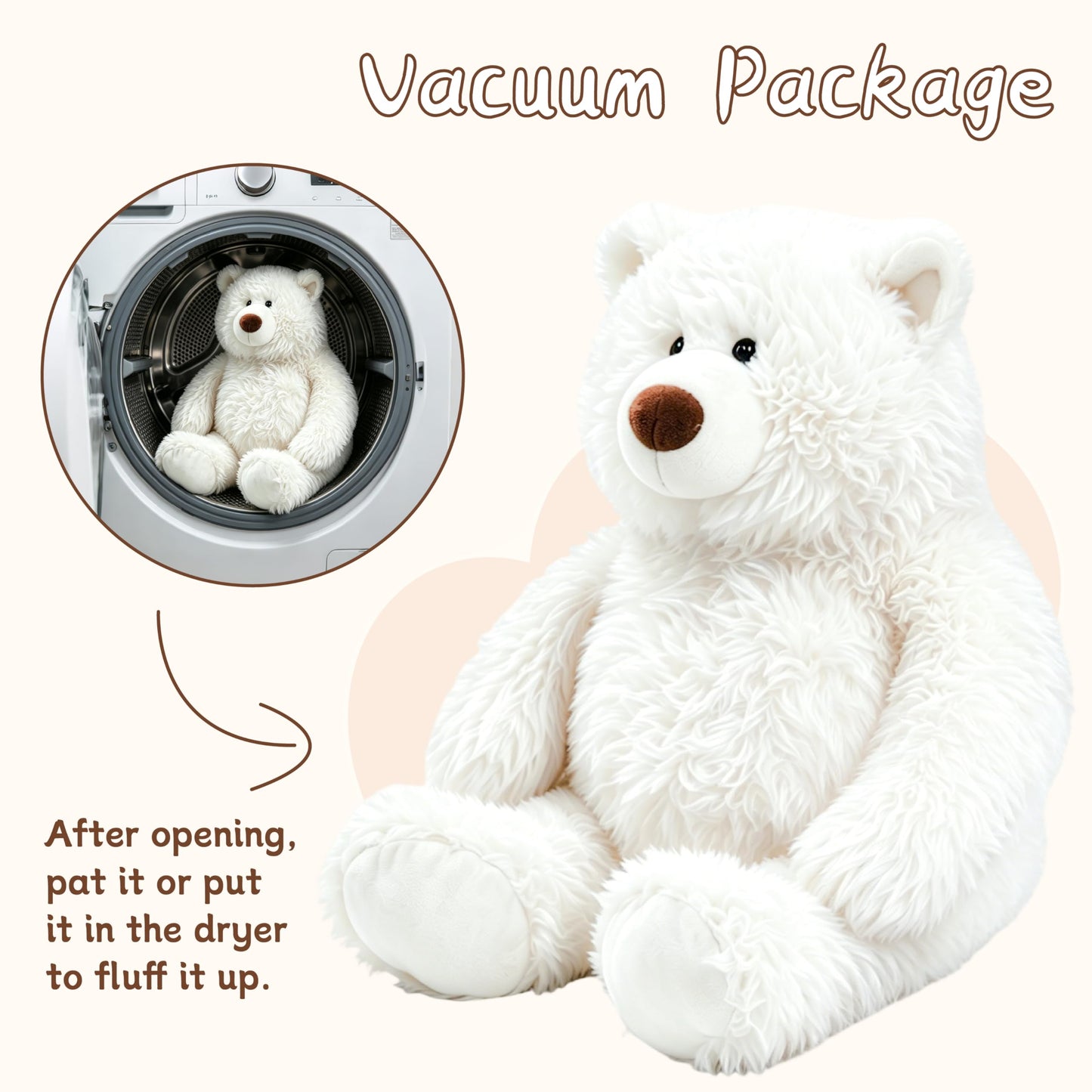 GADXV Giant Stuffed Animals Plush 47 inch, Huge Stuffed Bear Plushies, Large Plush Ploar Bear Animal Gift for Kids Boys, Birthday,Valentine,Christmas