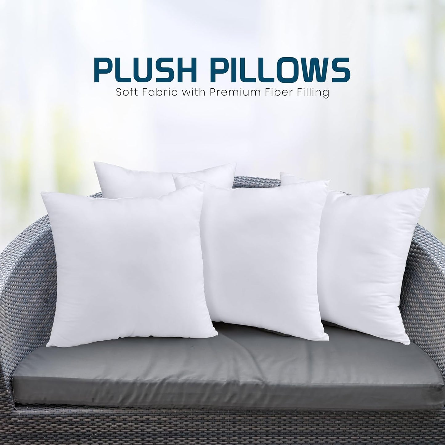 Utopia Bedding Throw Pillows (Set of 4, White), 14 x 14 Inches Pillows for Sofa, Bed and Couch Decorative Stuffer Pillow