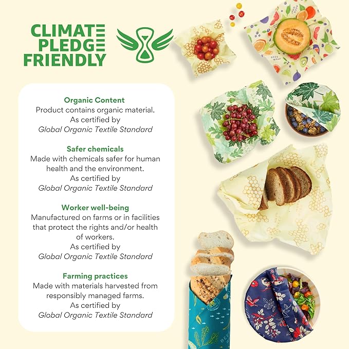 Bee's Wrap Beeswax Wraps for Food - Bread Wrap - Made in USA Reusable Bread Storage Bags - Organic & Eco-Friendly Alternative to Aluminum Foil, Sourdough Bags & Plastic Wrap, Seasons Greetings