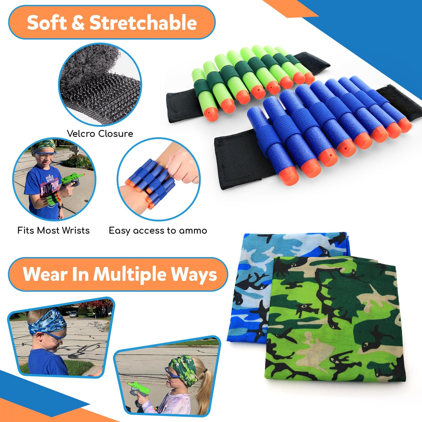 Wishery Nerf Party Supplies 10 Sets - Complete Nerf Party Favors with Mini Guns, Darts, Bandanas, Goggles Ages 4-12