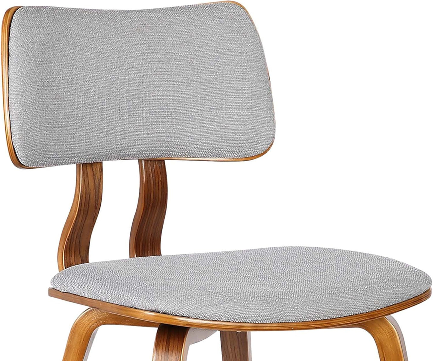 Armen Living Jaguar Mid-Century Dining Chair in Walnut Wood and Gray Fabric - Set of 4