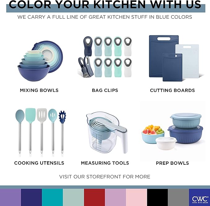 COOK WITH COLOR Measuring Cups Set and Measuring Spoon Set, Stainless Steel Handles, Nesting Kitchen Measuring Set, Liquid Measuring Cup Set, 12 PC Stainless Steel, Navy