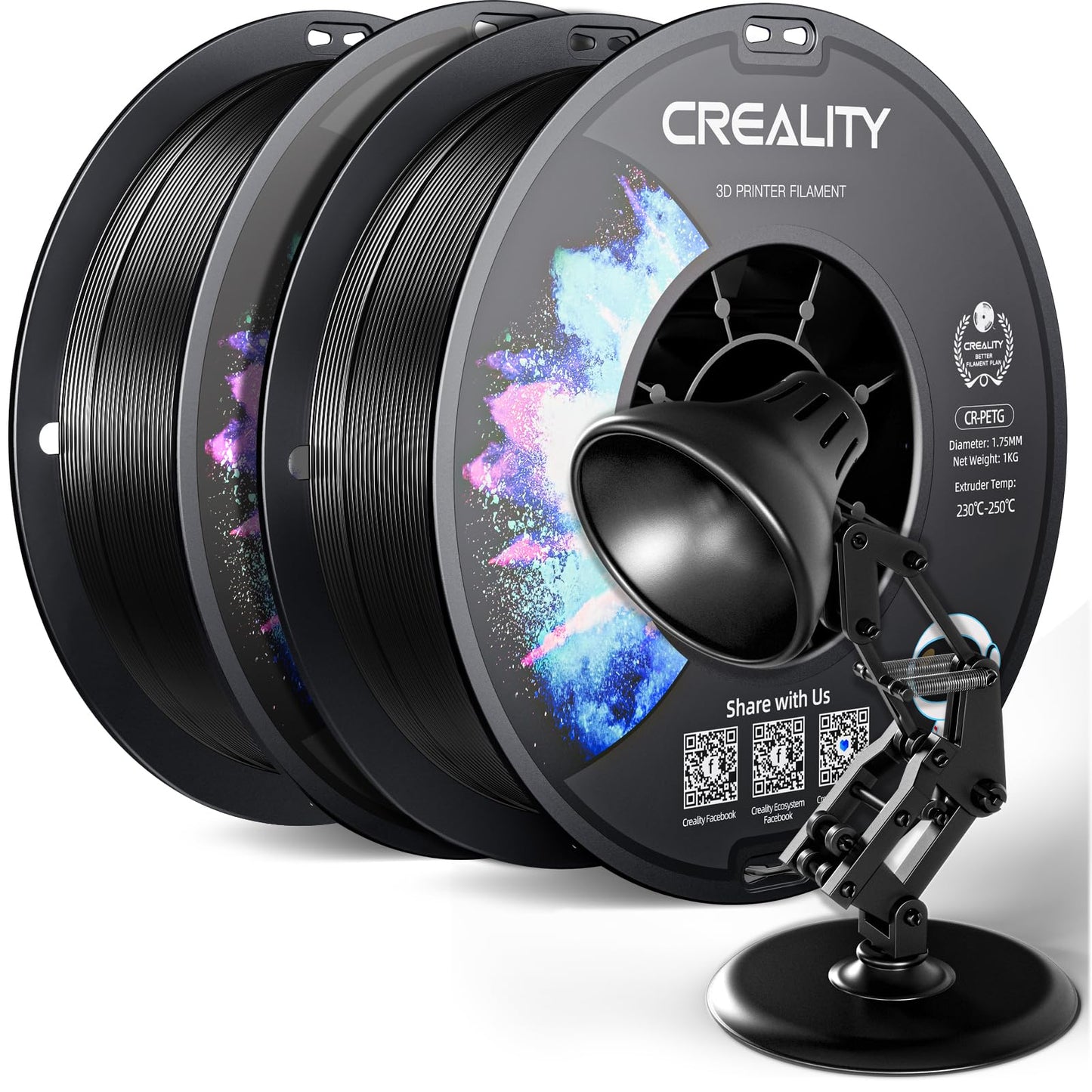 Official Creality PETG 3D Printer Filament 1.75mm 2KG (4.4lbs), High Precision, Strong Toughness, Odorless, Better Flow, Moistur
