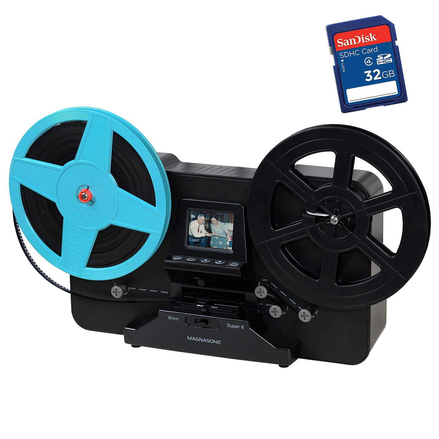 Magnasonic All-in-One Super 8/8mm Film Scanner, Converts Film into Digital Video, Scans 3, 5 and 7 Super 8/8mm Film Reels with B