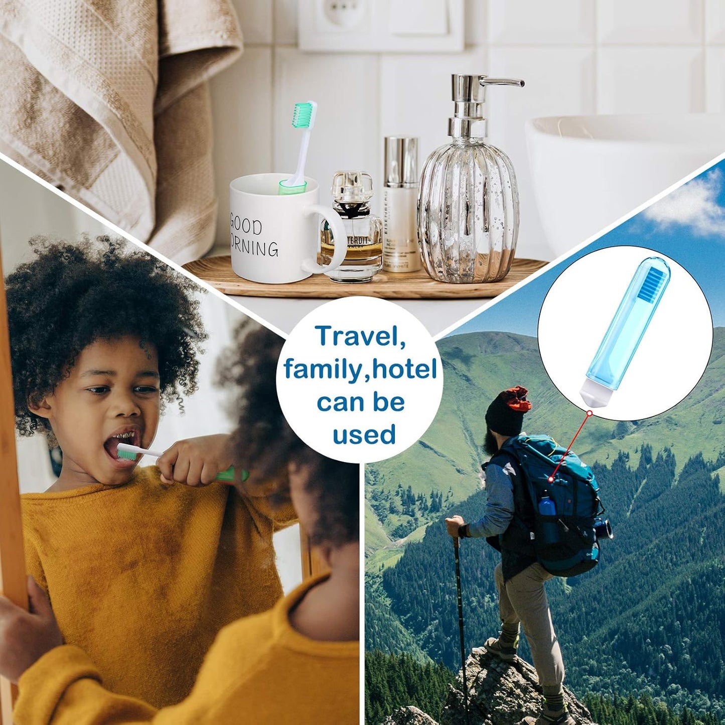 Patelai 8 Pieces Travel Toothbrush Set, Soft Bristle Mini Foldable Tooth Brush with Case, Individually Wrapped Small Portable Travel Size Toiletries Stuff for Camping (Bright Color)