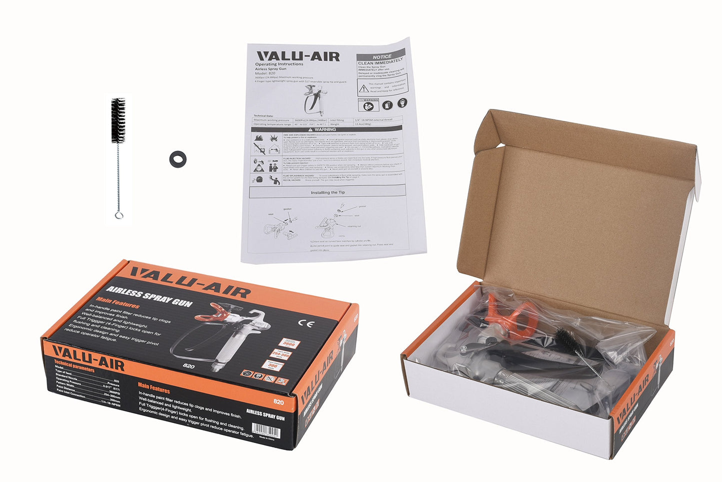 Valu-Air 820 Airless Paint Spray Gun High Pressure 3600 PSI with 517 Reversible Nozzle Tip for Exterior Paint/Primer, with Swivel Joint for Airless Paint Sprayers M1 & M3, Paint Sprayer Accessories