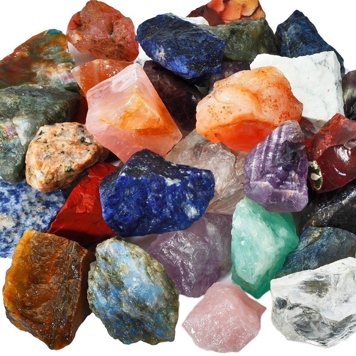 mookaitedecor 1 lb Bulk Natural Raw Crystals Rough Stones for Tumbling,Cabbing,Polishing,Wire Wrapping,Wicca & Reiki Crystal Healing,Assorted Stones