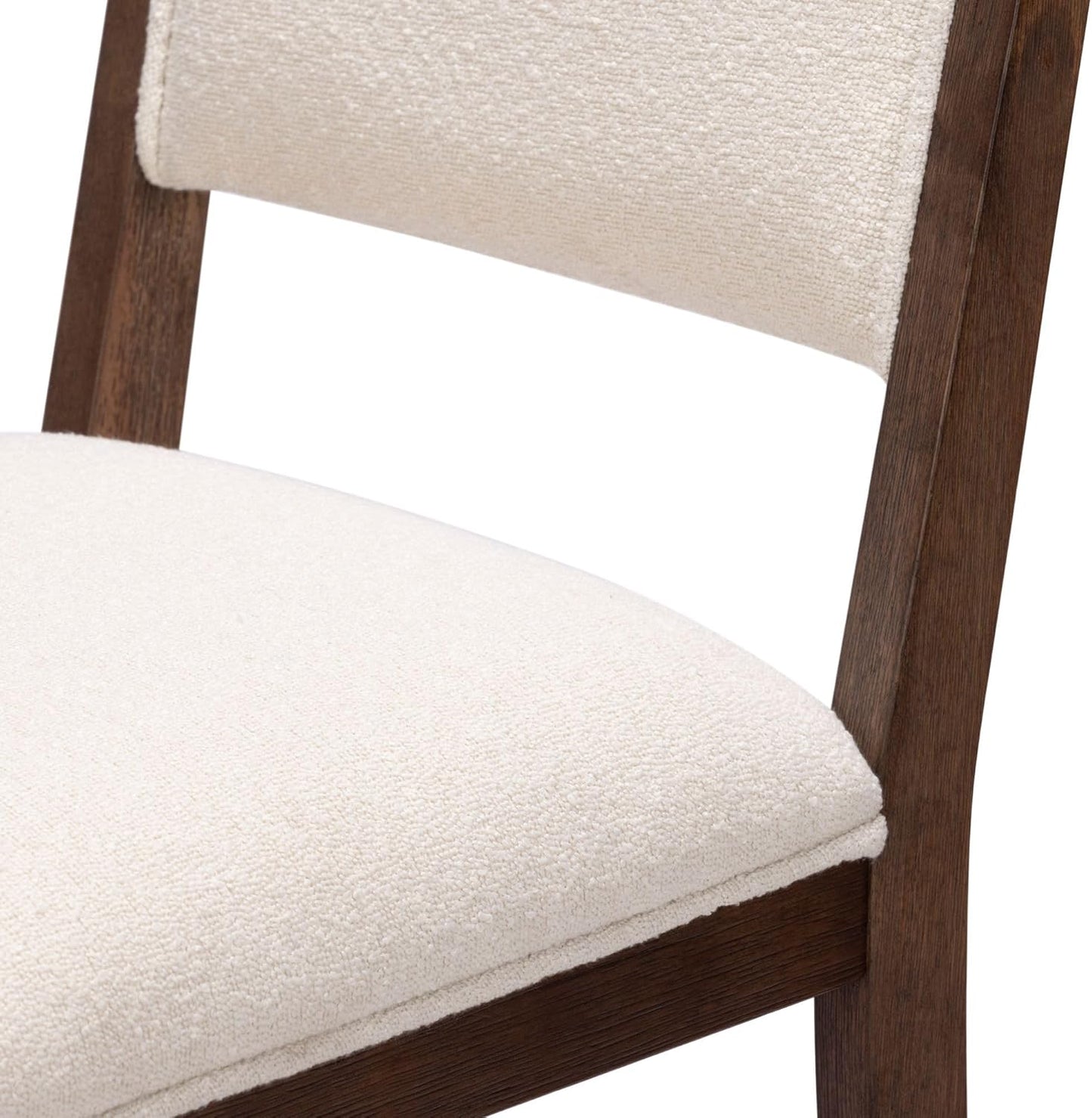 Plank+Beam Sereno Bar Stool, 30", Set of 2, Sturdy Wood Modern Kitchen Bar Height Stool, Upholstered Cushion Bar Chair with Back, Walnut/Ivory